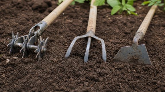 Houe rotative, serfouette ou binette : quel outil choisir pour aérer la terre du potager ?
